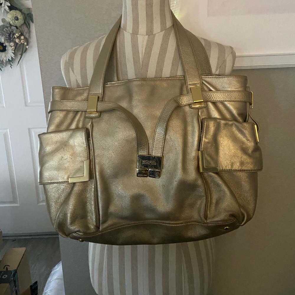 Michael Kors Gold Metallic East-West Satchel